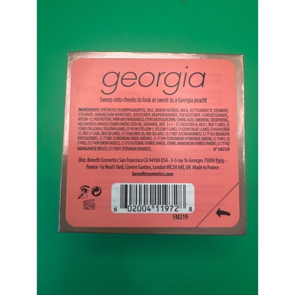 Benefit Georgia Blush Powder 8g Peachy New Shade With Brush Highlighter - Picture 3 of 3